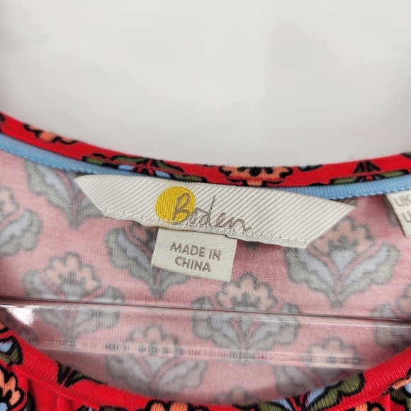 Boden Radish Geo Jersey Midi Dress Elastic Waist Short Sleeve Size 16P Petite - Picture 5 of 9